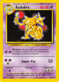 Kadabra #32 Base Set Pokemon TCG 1999 - Image 1
