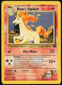 Blaine's Rapidash 33/132 Uncommon Gym Challenge Pokemon Card - Image 1