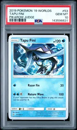 PSA 10 Tapu Fini 2019 Pokemon Worlds Pikarom Judge #53 - Image 1