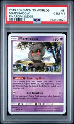 PSA 10 Marshadow Pokemon 2019 Worlds Pikarom Judge #81 - Image 1