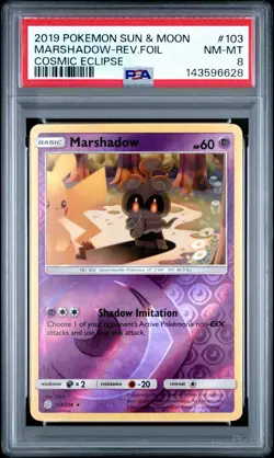 PSA 8 Marshadow Rev. Foil 2019 Pokemon Cosmic Eclipse #103 - Image 1