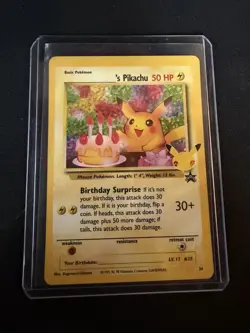 Pokemon 2000 ______'s Pikachu #24 Black Star Promo Holo Birthday Pikachu LP - Image 1