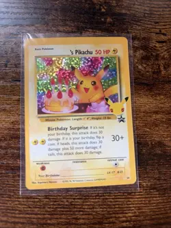 Pokemon 2000 ______'s Pikachu #24 Black Star Promo Holo Birthday Pikachu LP - Image 2