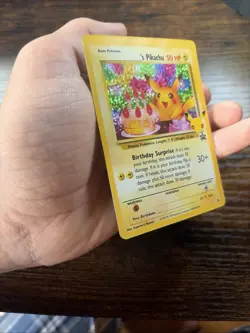 Pokemon 2000 ______'s Pikachu #24 Black Star Promo Holo Birthday Pikachu LP - Image 3