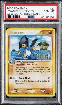 2006 POKEMON EX CRYSTAL GUARDIANS #27 SWAMPERT-REVERSE FOIL PSA 10 - Image 1