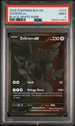 2025 POKEMON BLK EN-BLACK BOLT BLACK WHITE RARE #172 ZEKROM EX PSA 9 - Image 1