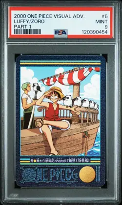 PSA 9 Luffy Zoro One Piece Visual Adventure #5 Bandai Carddass 2000 Mint - Image 1