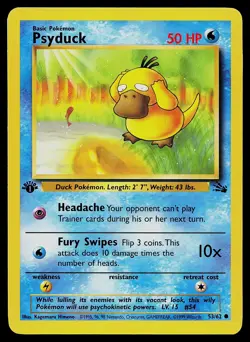 Pokemon Card - Psyduck Fossil 53/62 Common 1st Edition - Image 1