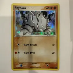 Pokemon Card - Rhyhorn Emerald 62/106 Reverse Holo Stamped - Image 1