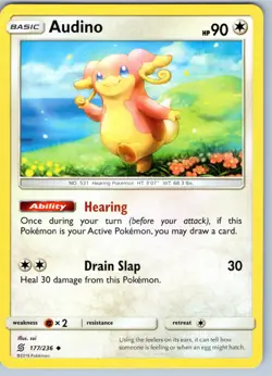 Audino - 177/236 Unified Minds Uncommon Pokemon Card Near Mint Free Post - Image 1