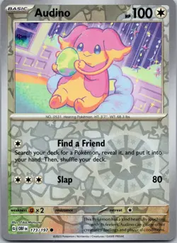 Audino 173/197 Reverse Holo Obsidian Flames OBF NM Pokemon TCG Card - Image 1