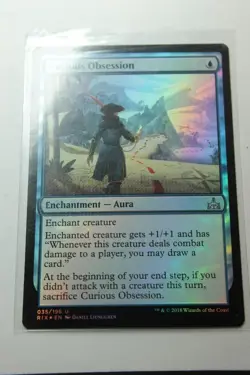 MTG Curious Obsession x1-Foil -Rivals of Ixalan-Lightly Played - Image 1