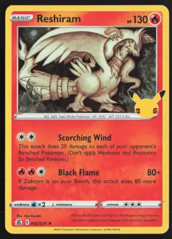 Pokemon TCG | Reshiram 002/025 | Celebrations Rare | Lightly Played - Image 2