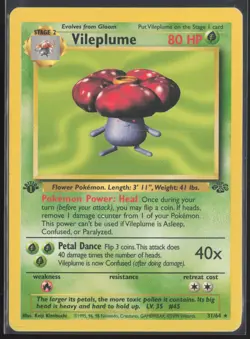 Pokemon TCG | Vileplume 31/64 | Jungle Rare 1st Edition | Moderately Played - Image 2