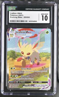 CGC 10 Leafeon VMAX 205/203 Alt Art Evolving Skies Pokemon TCG - Image 1