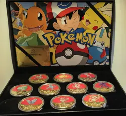 🔥 🔥 Pokemon Collectable RARE! 24k Gold Plated Coins - 10 Piece Set 🔥 🔥 - Image 1