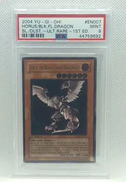 YU-GI-OH 2004 HORUS THE BLACK FLAME DRAGON LV6 1ST EDITION SOD-EN007 ULTI PSA-9 - Image 1