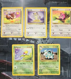 Eevee, Meowth, Jigglypuff, Bellsprout, Nidorina Jungle Card Lot Vintage Pokemon - Image 1