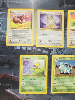 Eevee, Meowth, Jigglypuff, Bellsprout, Nidorina Jungle Card Lot Vintage Pokemon - Image 3