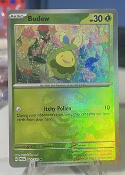 Pokemon TCG Budew Master Ball Pattern Holo Card 004/131 SV Prismatic Evolutions - Image 1