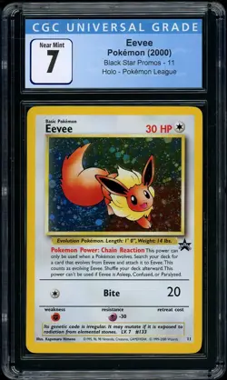 2000 Pokemon Eevee Holo #11 League Black Star Promos CGC 7 - Image 1