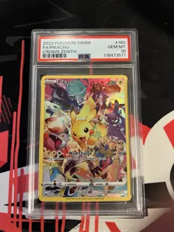 Pokemon Pikachu Secret Rare Full Art Holo Crown Zenith 160/159 2023 PSA 10 - Image 1