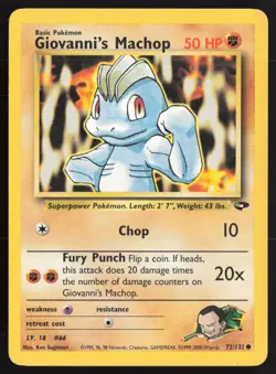 Pokemon TCG | Giovanni's Machop 72/132 | Common | Gym Challenge | Lightly Played - Image 2