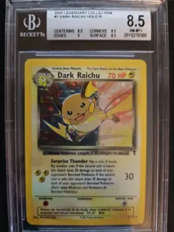 Pokemon BGS 8.5 NM MT+ Dark Raichu Holo 7/110 2002 Legendary Collection - Image 1