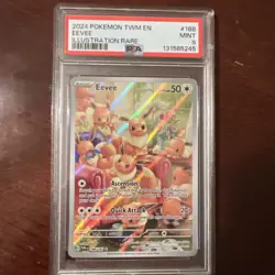 POKEMON 2024 TWILIGHT MASQUERADE EEVEE ILLUSTRATION RARE 188 PSA 9 - Image 1