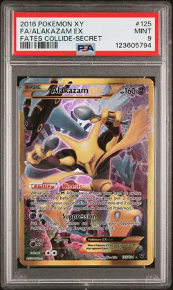 2016 POKEMON XY FATES COLLIDE SECRET #125 FULL ART/ALAKAZAM EX PSA 9 - Image 1