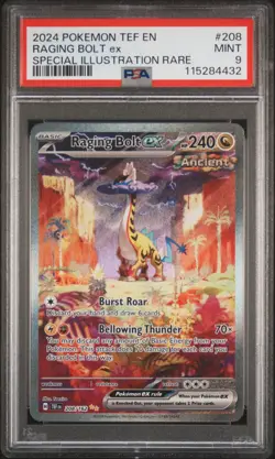 2024 POKEMON TEF EN-TEMPORAL FORCES #208 RAGING BOLT EX PSA 9 - Image 1
