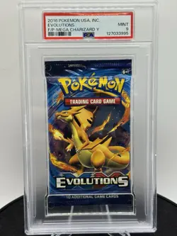 2016 Pokemon XY Evolutions Mega Charizard Y Sealed Pack PSA 9 Mint - Image 1