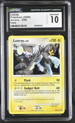 CGC 10 GEM MINT Luxray 2009 Arceus 5/99 Holo Pokemon Card - Image 1