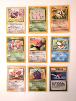Pokemon Jungle Set Lot 9 Unique Cards Commons Uncommons Jigglypuff Eevee + More! - Image 1