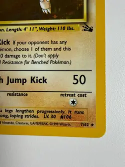 Pokemon TCG Hitmonlee 7/62 Fossil Set Holo #5 - Image 5