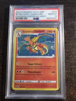 2022 POKEMON CENTER UK SWSH BSP #075 SPECIAL DELIVERY CHARIZARD HOLO PSA 10 - Image 1