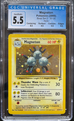 Pokemon Base Set 2 Magneton 9/130 Holo Rare CGC 5.5 - Image 1