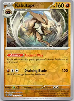 Kabutops 141/165 R 151 Pokemon Reverse Holo Near Mint - Image 1