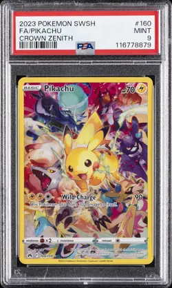 2023 POKEMON SWORD & SHIELD CROWN ZENITH #160 FULL ART/PIKACHU PSA 9 - Image 1