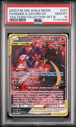 Naganadel & Guzzlord GX 237/204 PSA 10 Tag Team Pokemon Indonesian Graded Card - Image 1