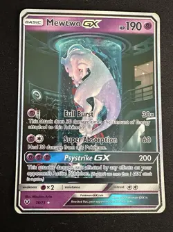 Pokemon Mewtwo GX Shining Legends Holo Card 78/73 Near Mint Condition - Image 1