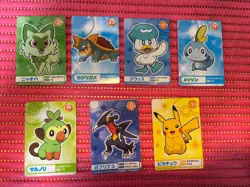 set of 7 Japanese Pokemon Card Pikachu Bandai Namco Amusement Mega Get c868 - Image 1