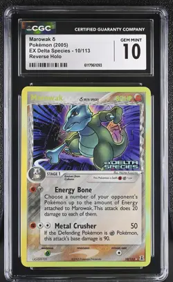 CGC 10 Marowak EX Delta Species 10/113 Reverse Holo STAMPED Pokemon Card - Image 1