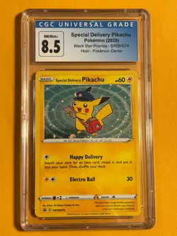 CGC 8.5 Special Delivery Pikachu SWSH074 Holo Promo Black Star Pokemon 2020 - Image 1