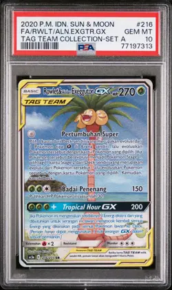 Rowlet Alolan Exeggutor GX PSA 10 Gem Mint Alternate Alt Art Indonesian Pokemon - Image 1