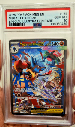 2025 POKEMON MEG EN - MEGA EVOLUTION MEGA LUCARIO EX #179 PSA 10 - Image 1