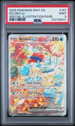 2025 POKEMON WHT EN-WHITE FLARE | SPECIAL ILLUSTRATION RAREKELDEO EX 167 PSA 9 - Image 1