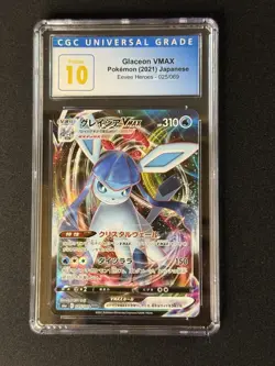 CGC 10 Pokemon TCG 2021 Eevee Heroes #025/069 Glaceon VMAX RRR Holo Japanese - Image 1