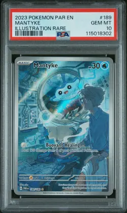 2023 POKEMON PAR EN-PARADOX RIFT ILLUSTRATION RARE #189 MANTYKE PSA 10 - Image 1