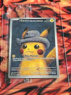 Pokemon Pikachu with Grey Felt Hat Promo Card SVP 085 VAN GOGH - SEALED IN HAND - Image 1